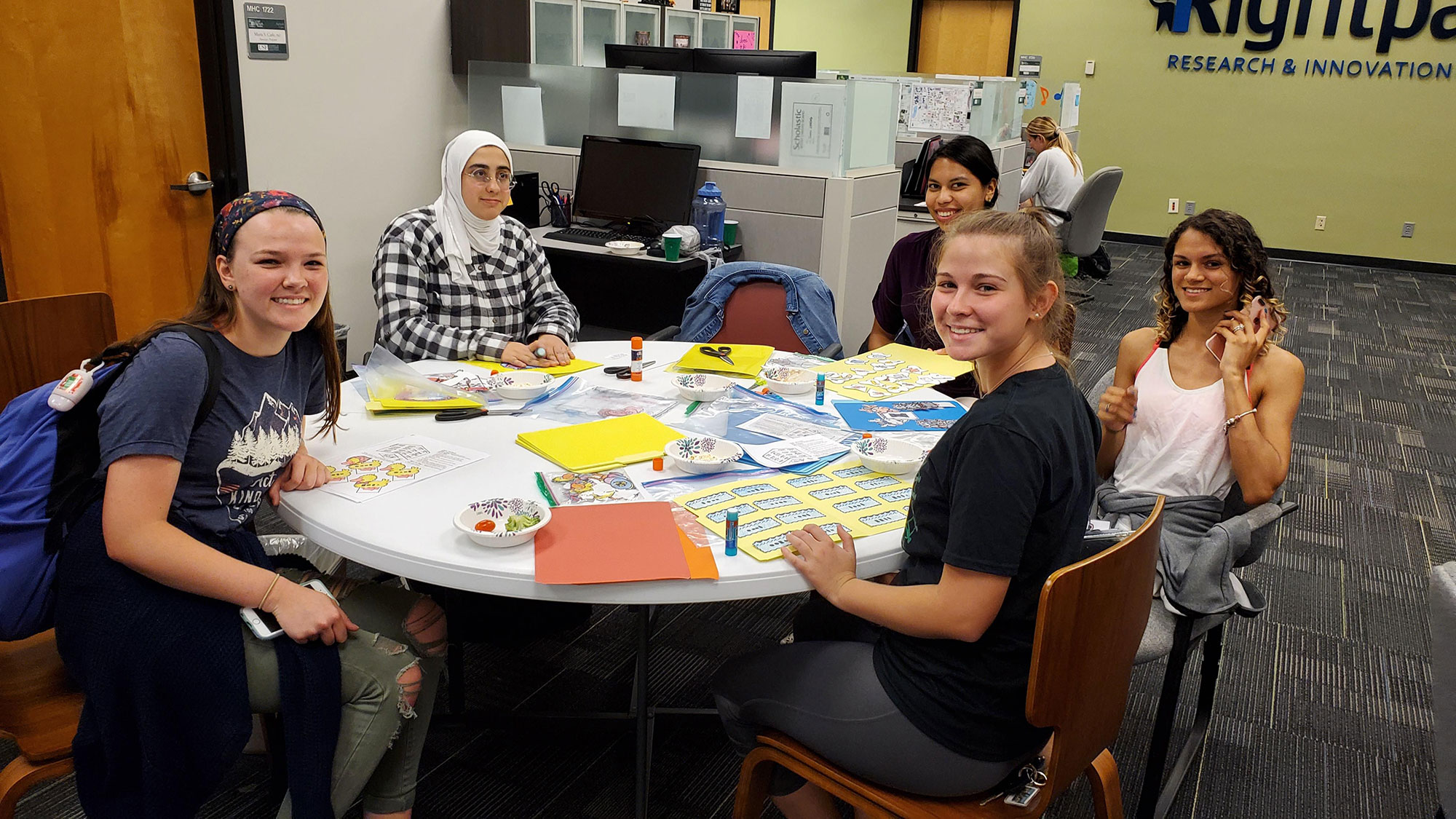 Students preparing materials for the Belarus project